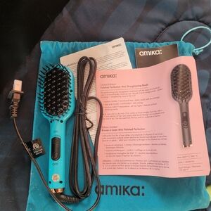 Amika Mini Straightening Brush - Vibrant Blue